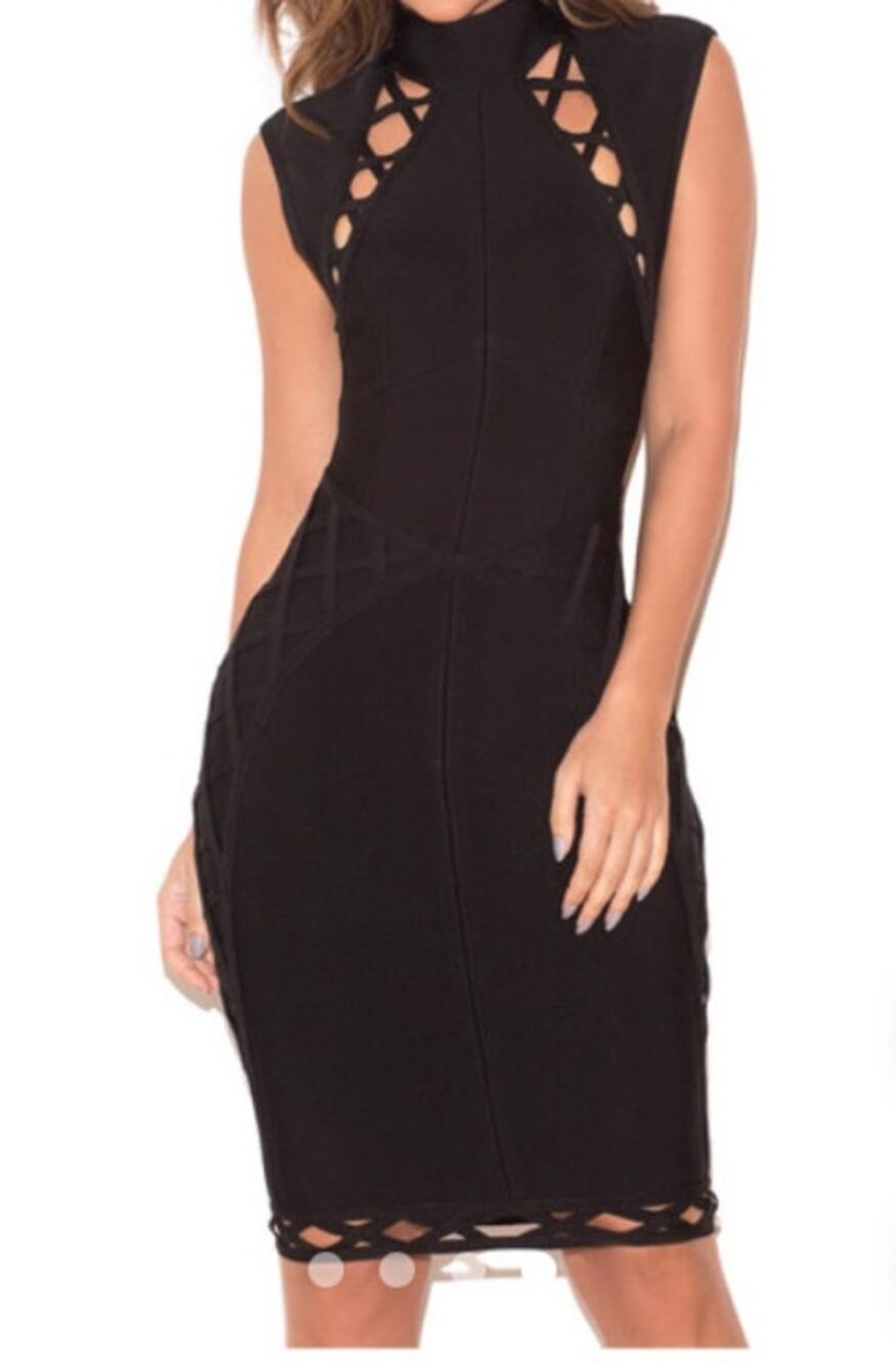 NWT House of CB Black Saira Bandage Bodycon Midi Sexy Cocktail Dress XS